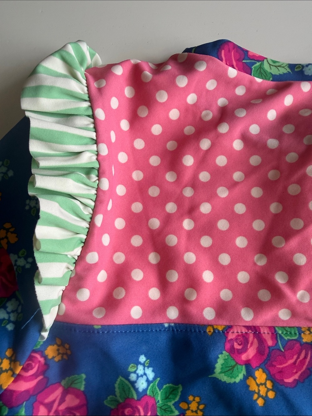 Matilda Jane Blue Floral Rashguard with Pink Polka Dot Yoke Sz 12 EU - Picture 10 of 13